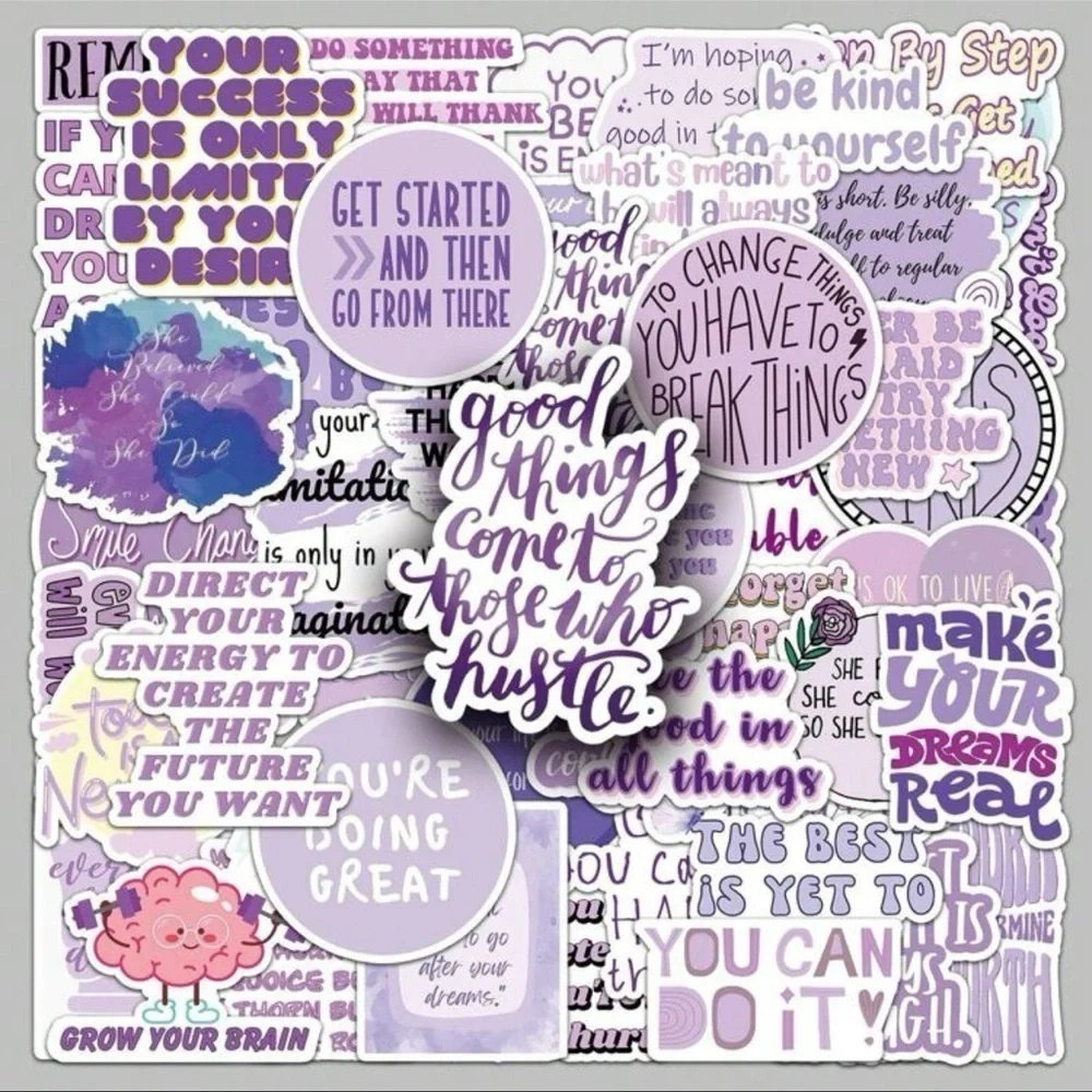 50 pcs Purple Positive Motivational Sticker Set